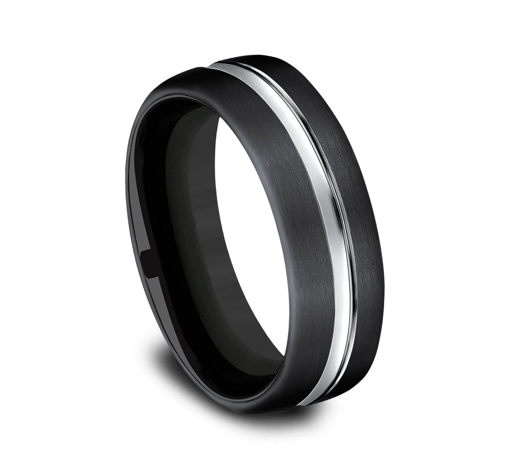 THE HARRISON 7.5mm, Comfort fit, Black Cobalt, Satin finish, polished concave center cut