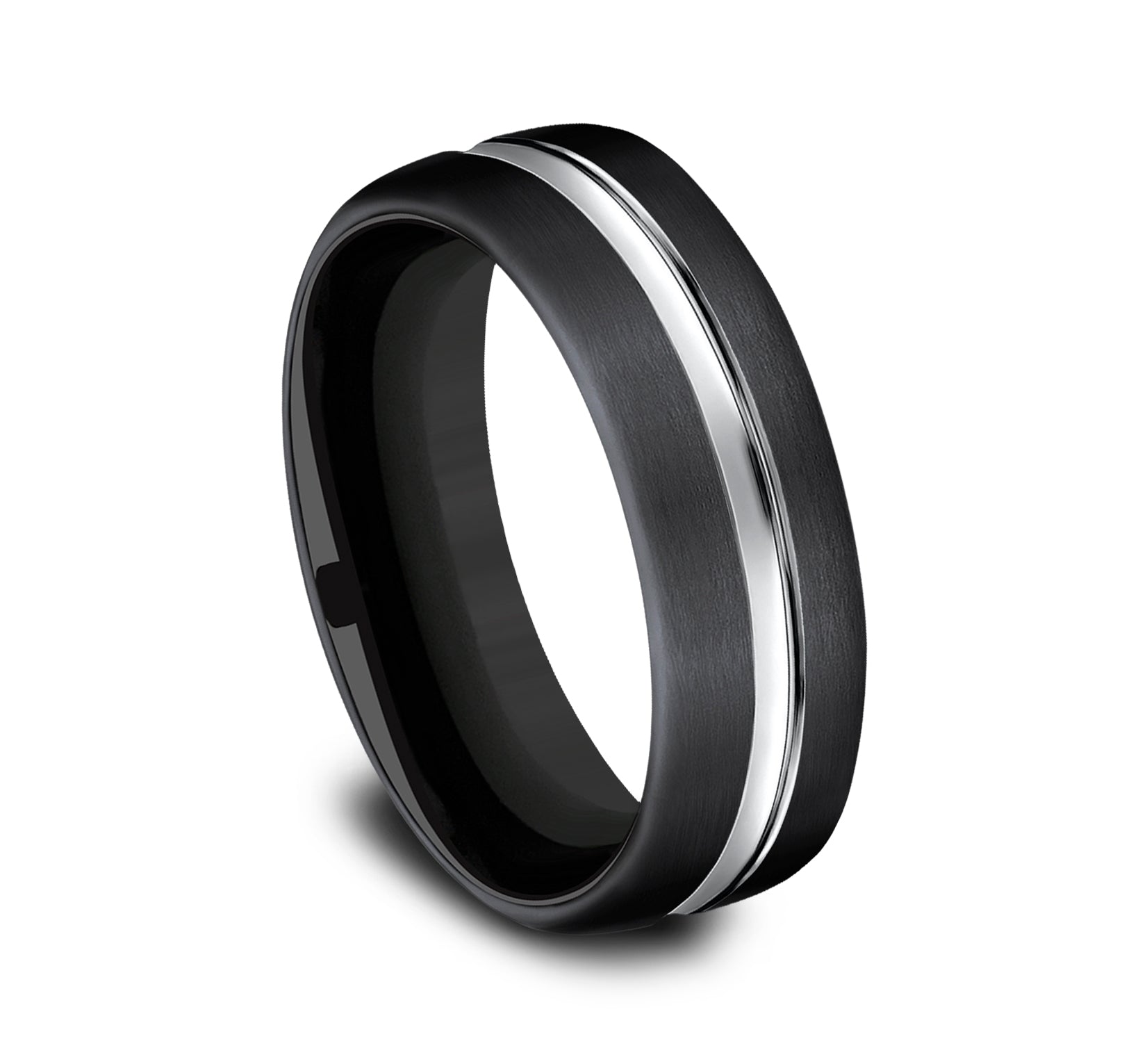 THE HARRISON 7.5mm, Comfort fit, Black Cobalt, Satin finish, polished concave center cut