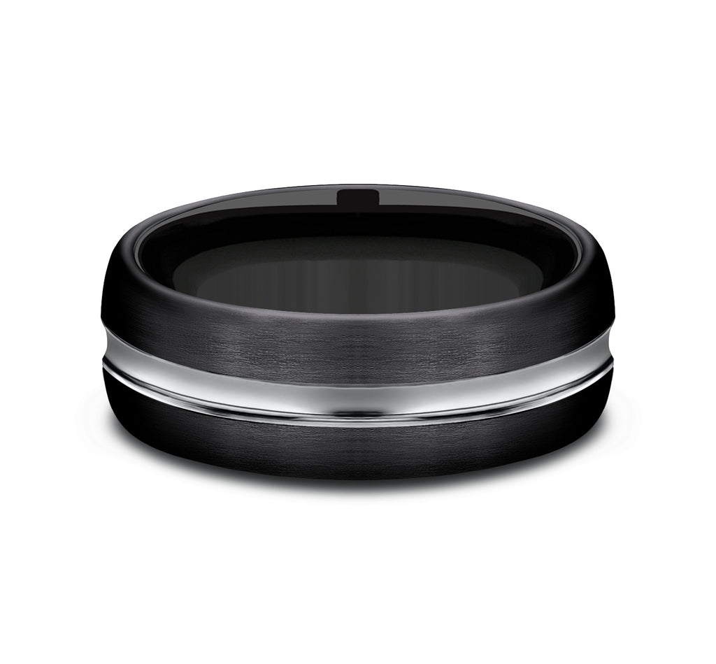 THE HARRISON 7.5mm, Comfort fit, Black Cobalt, Satin finish, polished concave center cut