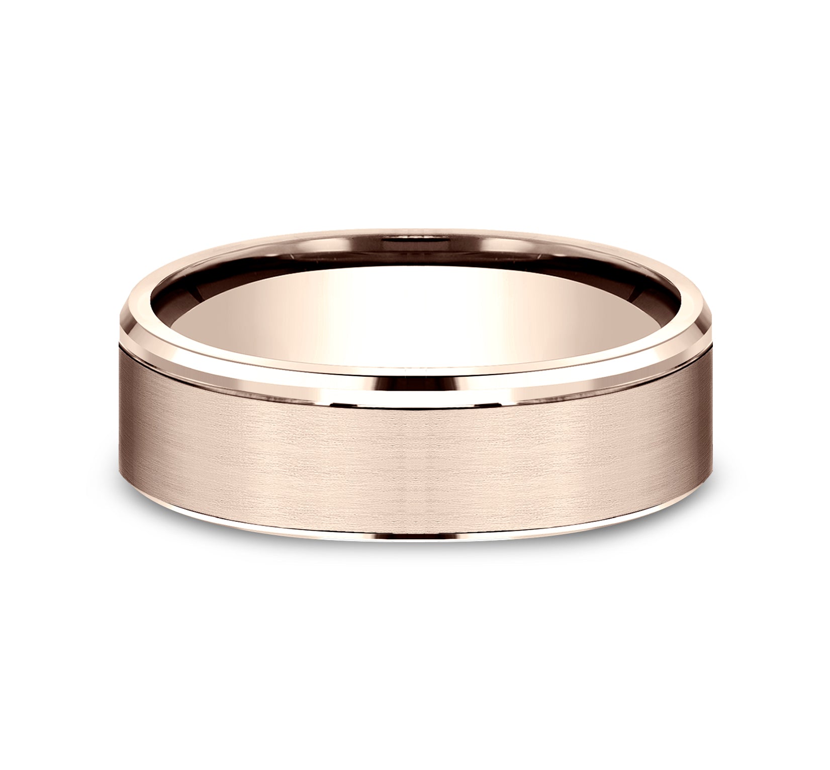 THE JEFFERSON 6.5mm, European comfort fit, 14K Rose Gold, Satin finish center, polished drop edge