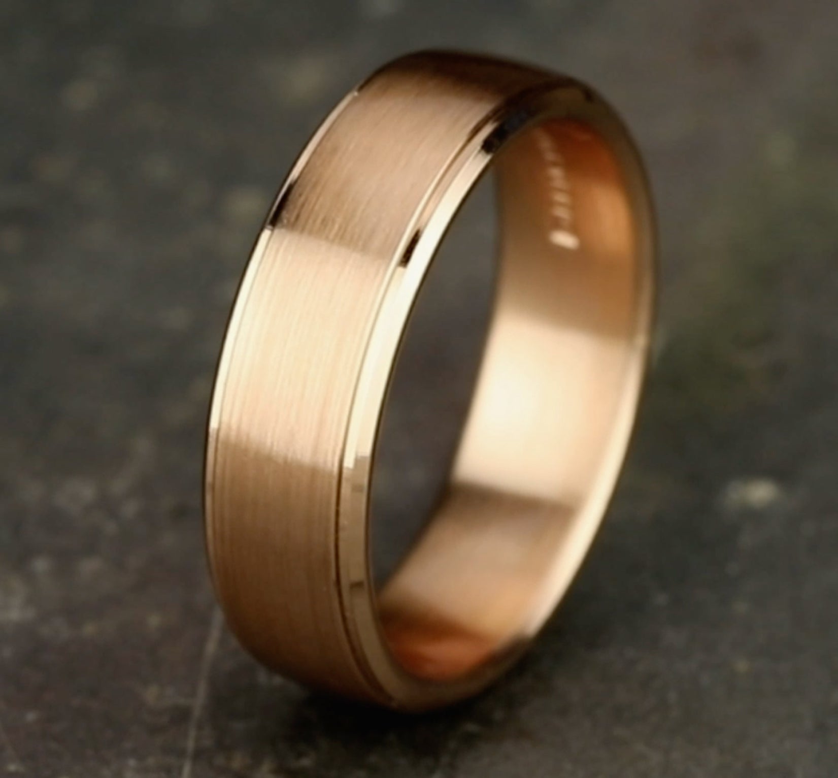 THE JEFFERSON 6.5mm, European comfort fit, 14K Rose Gold, Satin finish center, polished drop edge