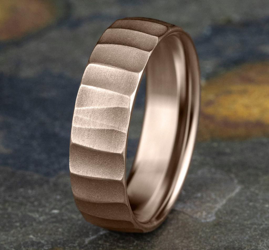 THE DUNE 6.5mm, Comfort fit, 14K Rose Gold, Vertical barrel cuts