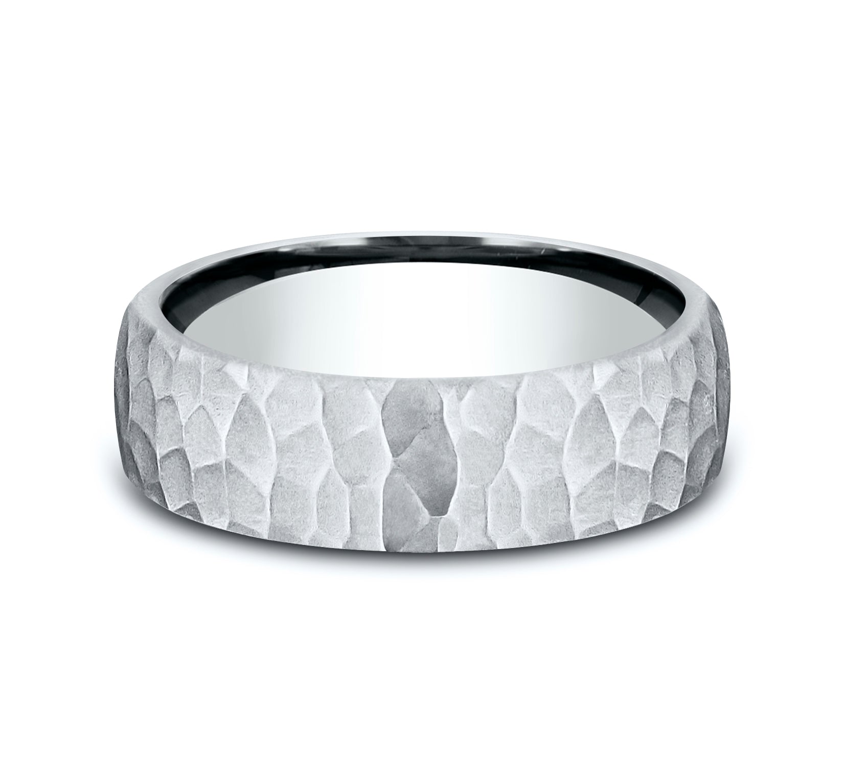 THE SHREDDER 6.5mm, Comfort fit, 14K White Gold, Hammered finish