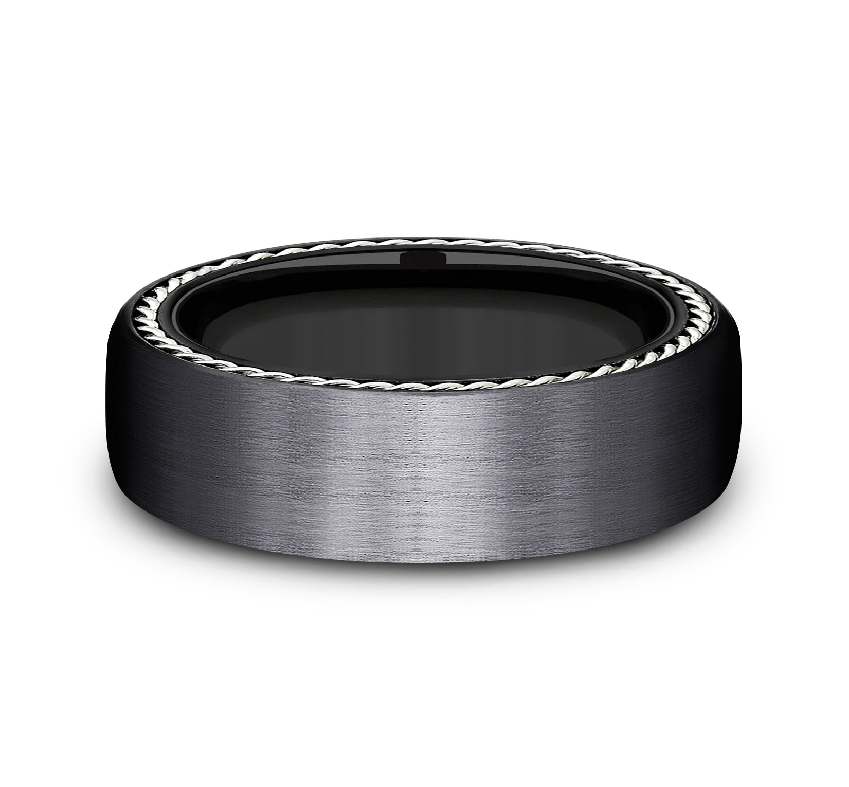 THE PORT 7.5mm, Comfort fit, Black Titanium, Satin finish, rope detailed edges