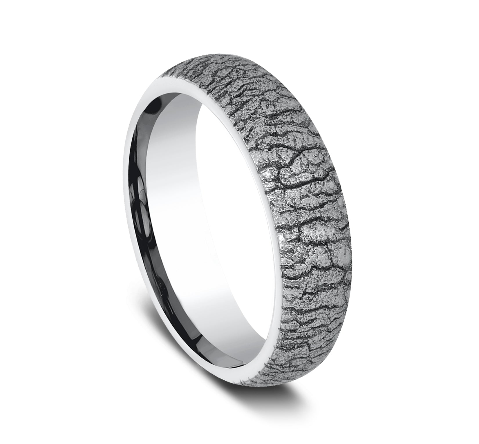 THE LINDEN 6mm, Comfort fit, White Cobalt, Tree bark patterned center
