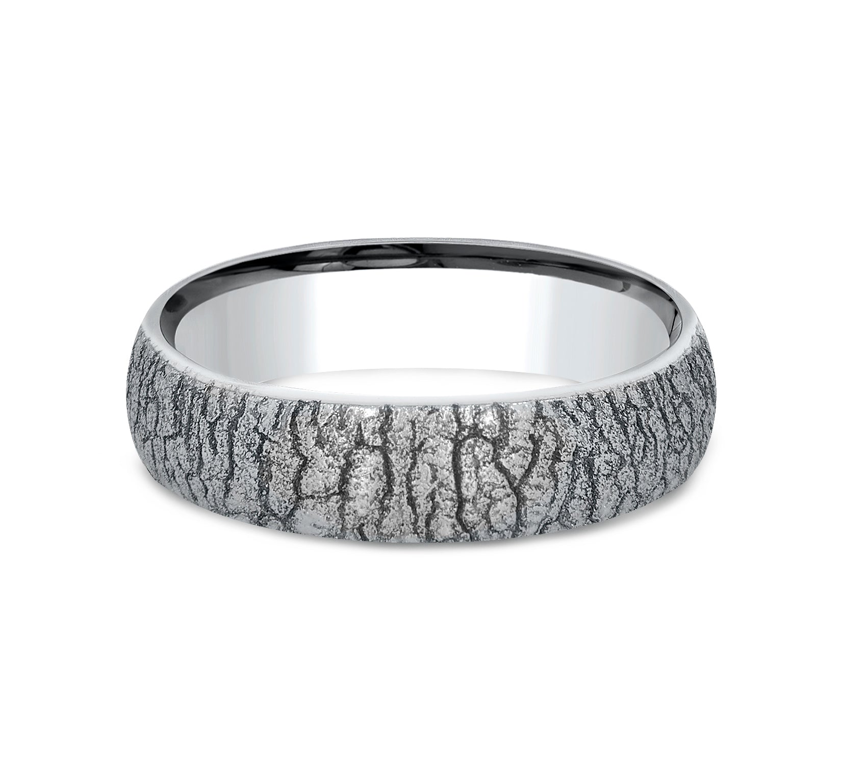 THE LINDEN 6mm, Comfort fit, White Cobalt, Tree bark patterned center