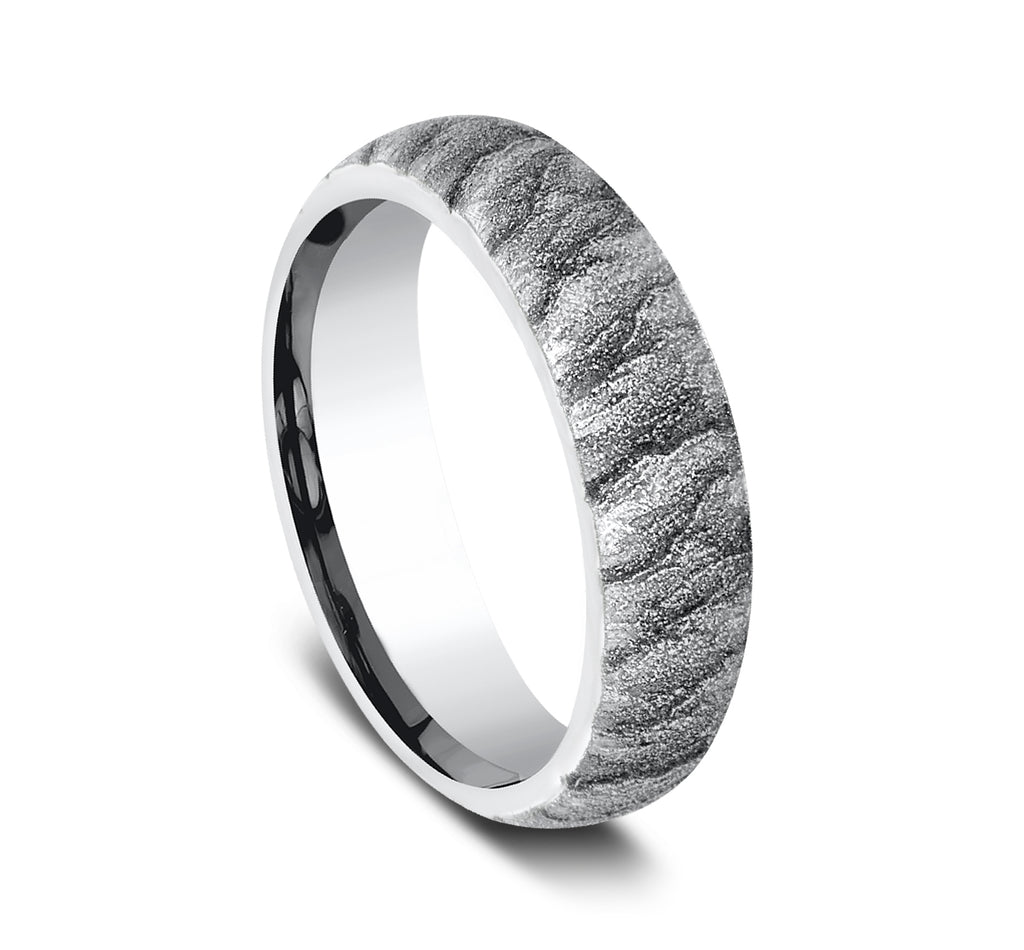 THE CASCADE 6mm, Comfort fit, White Cobalt, Lava rock texture