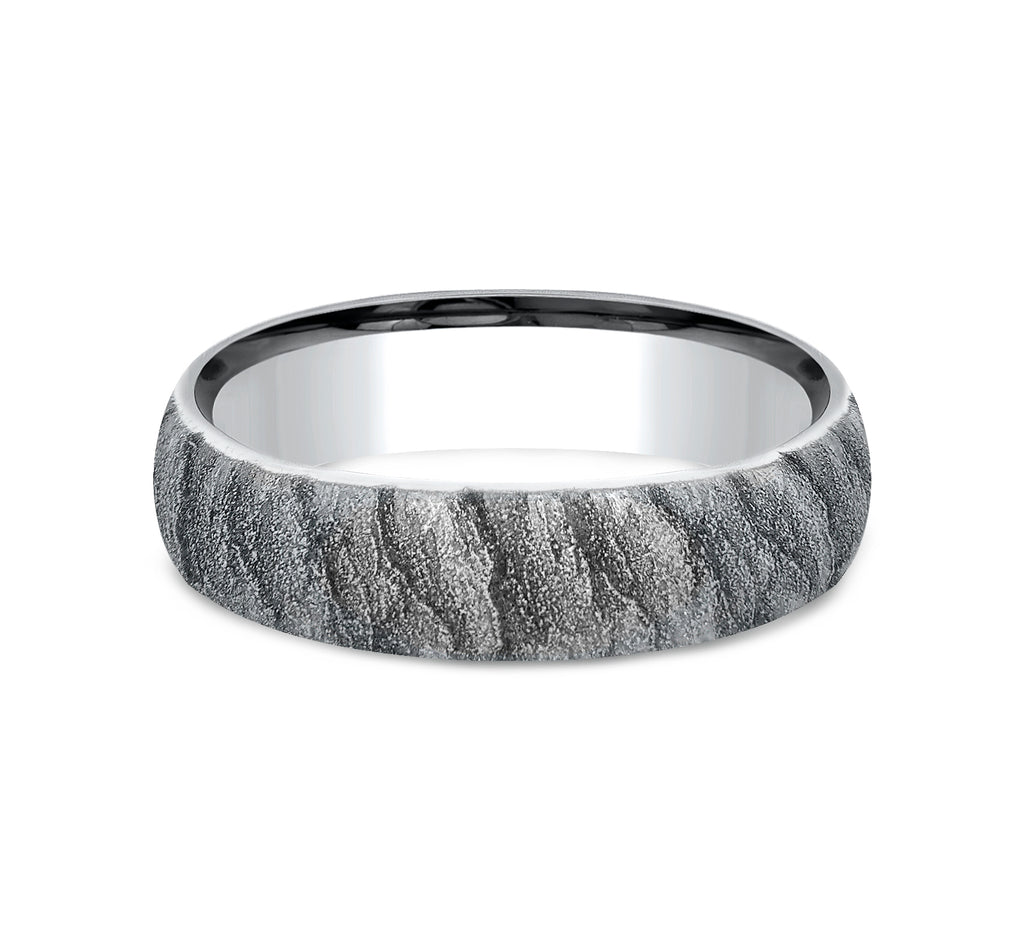 THE CASCADE 6mm, Comfort fit, White Cobalt, Lava rock texture