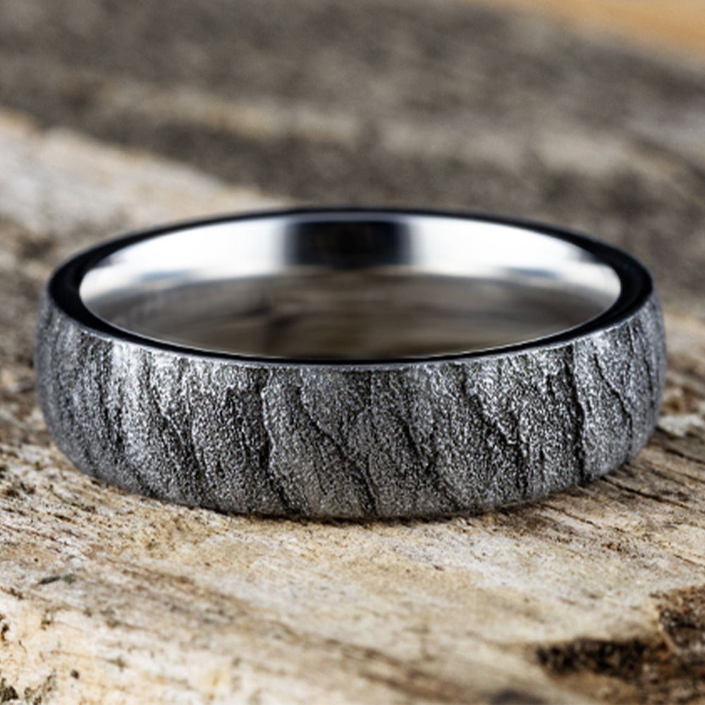 THE CASCADE 6mm, Comfort fit, White Cobalt, Lava rock texture