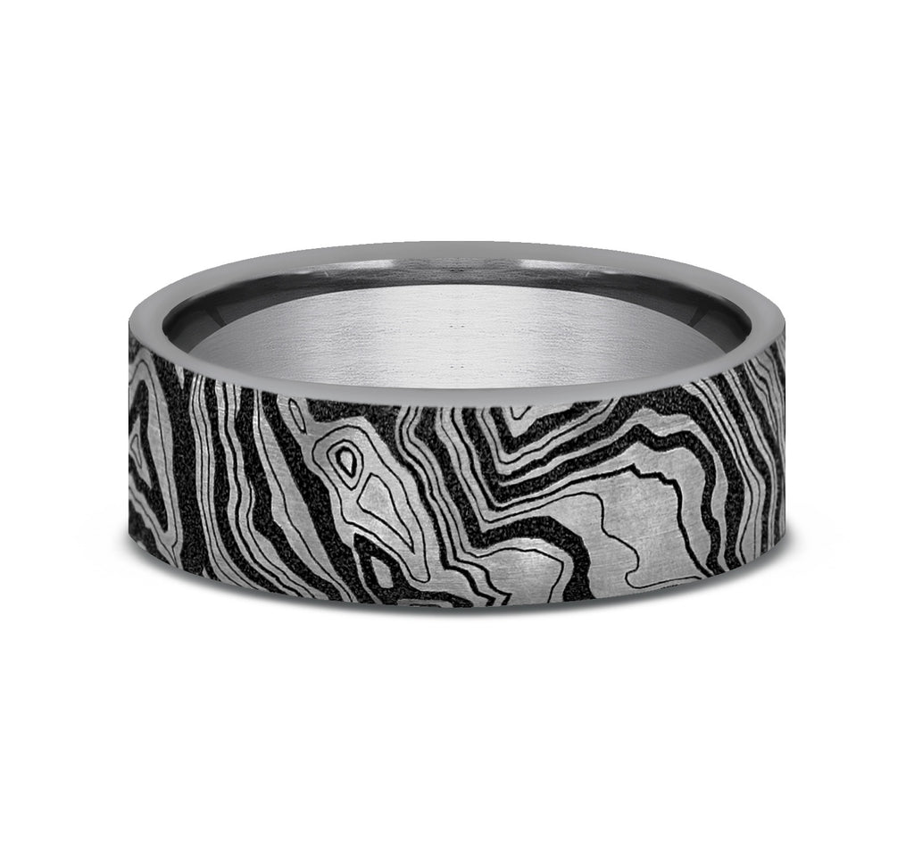THE EXPLORER 7mm, Comfort fit, Tungsten, Topography pattern