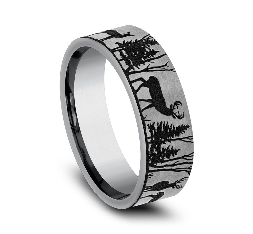 THE WHITETAIL 7mm, Comfort fit, Tungsten, Forest scenic design