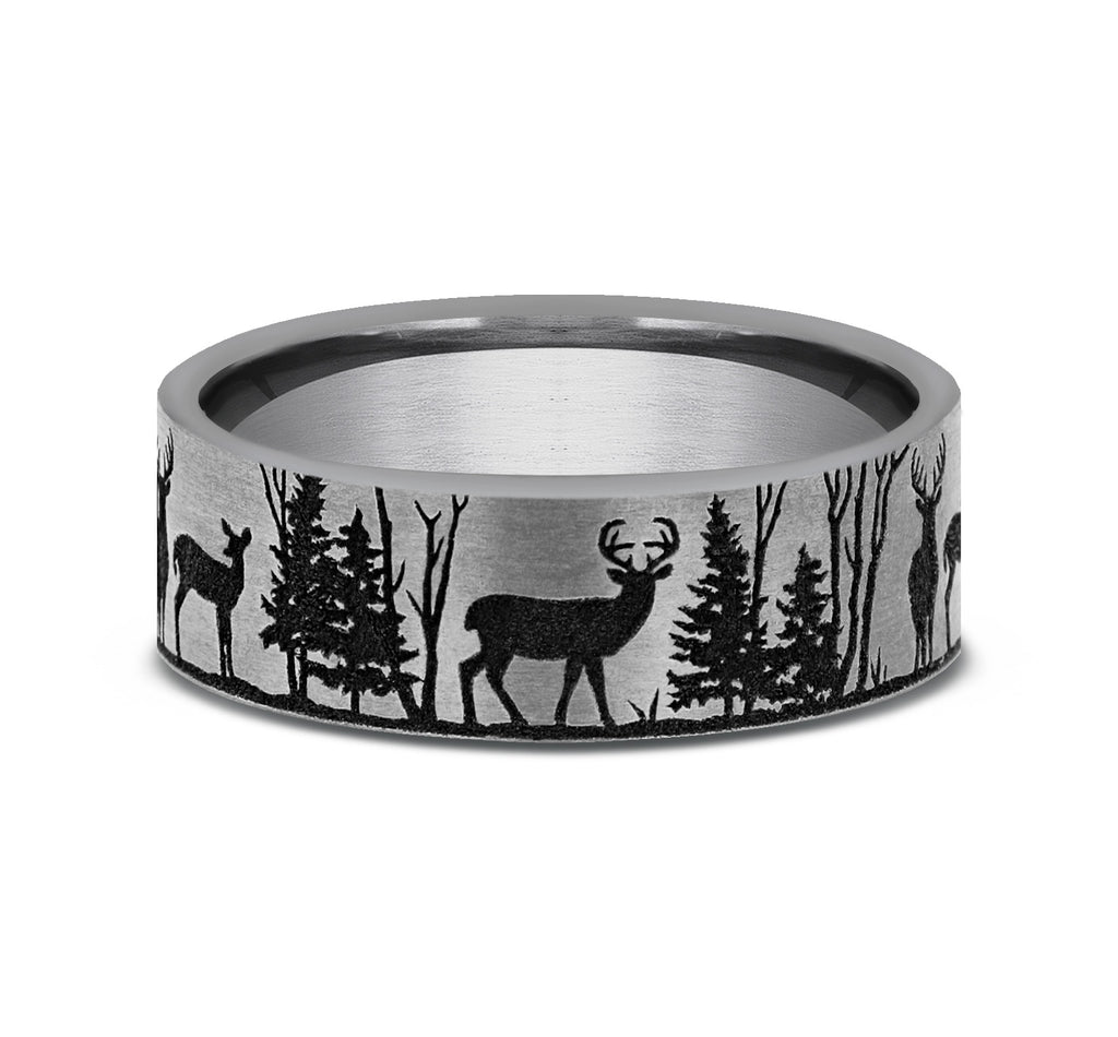 THE WHITETAIL 7mm, Comfort fit, Tungsten, Forest scenic design