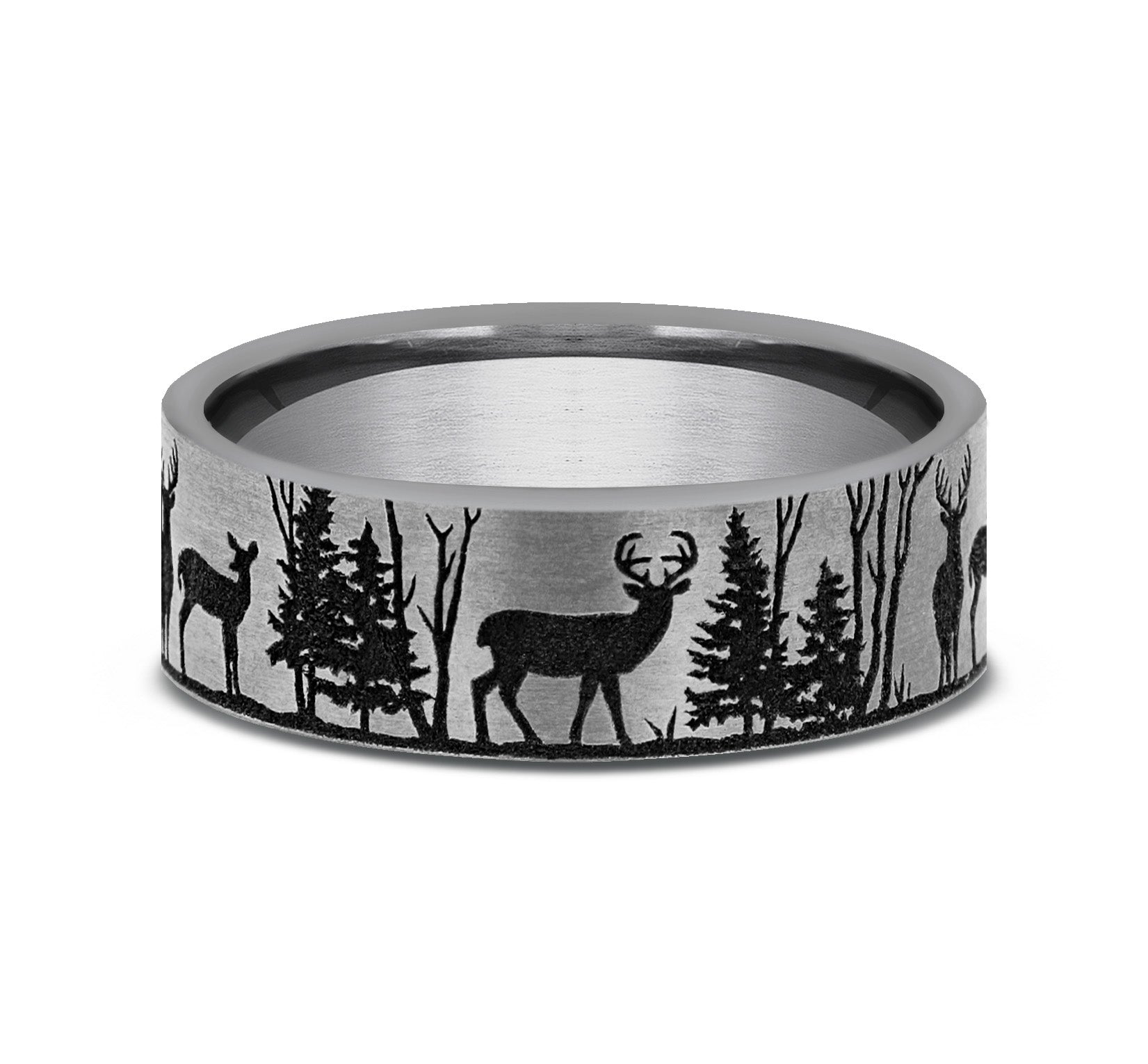 THE WHITETAIL 7mm, Comfort fit, Tungsten, Forest scenic design