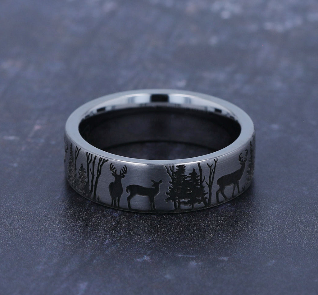 THE WHITETAIL 7mm, Comfort fit, Tungsten, Forest scenic design