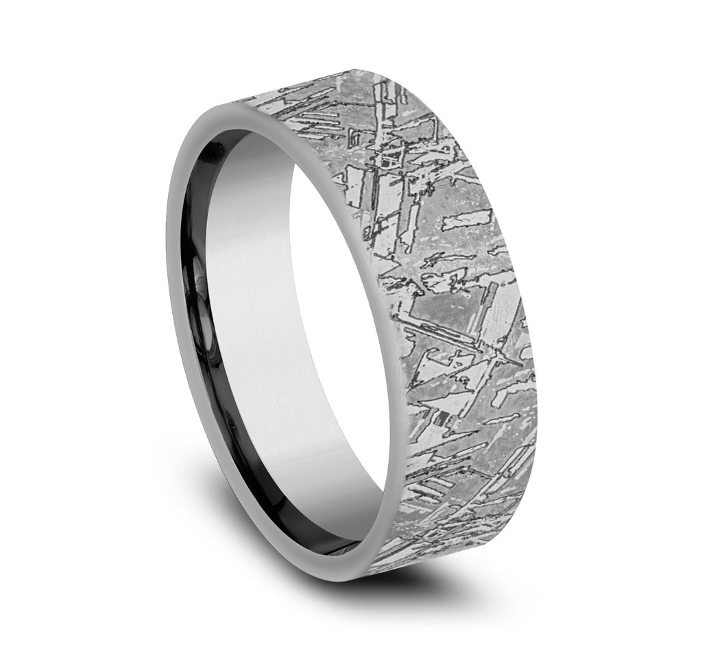 THE DIABLO 7mm, Comfort fit, Grey Tantalum, Meteorite pattern