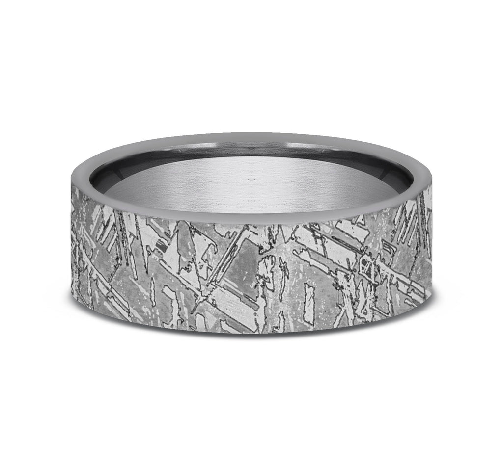 THE DIABLO 7mm, Comfort fit, Grey Tantalum, Meteorite pattern