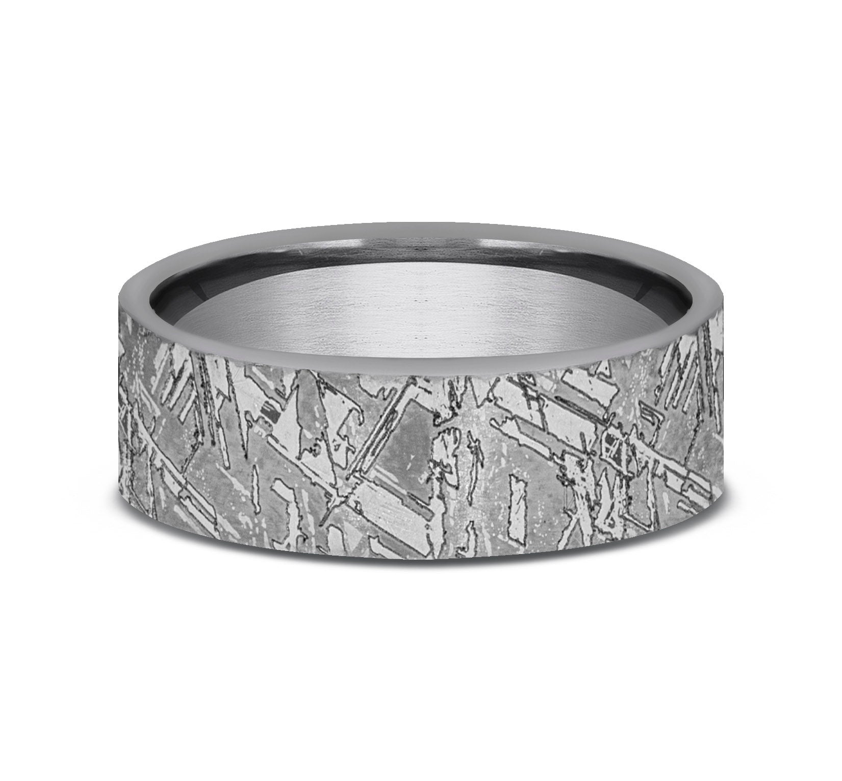 THE DIABLO 7mm, Comfort fit, Grey Tantalum, Meteorite pattern