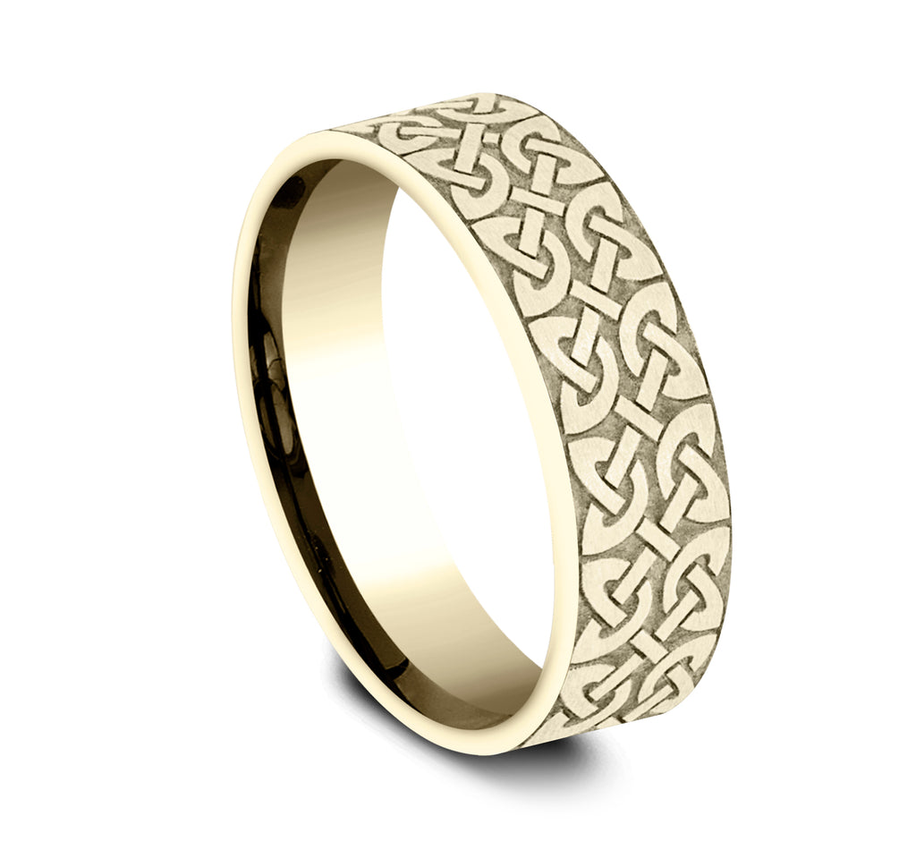 THE BLARNEY 7mm, Comfort fit, 14K Yellow Gold, QuaternaryÂ knot designed center