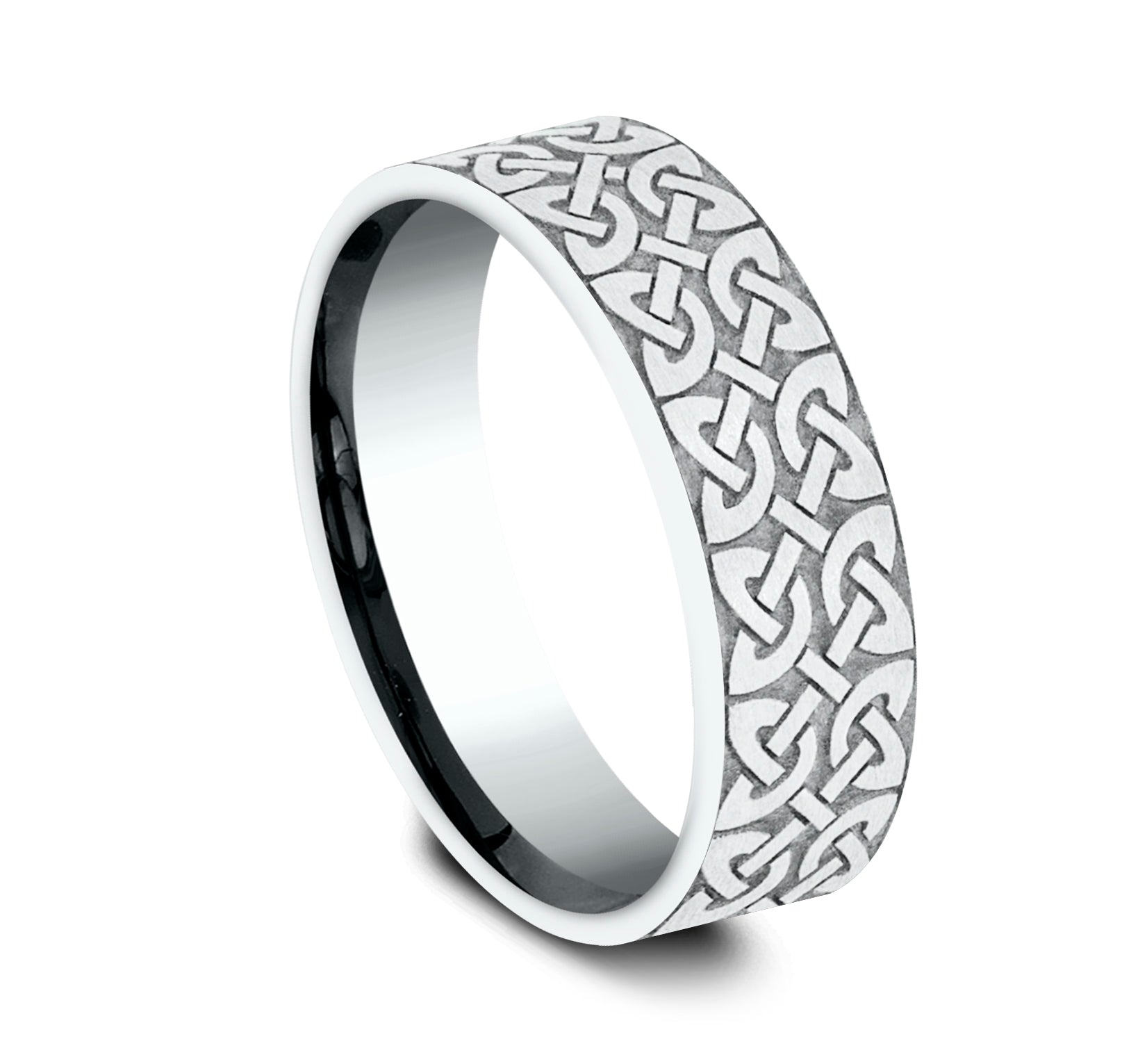 THE BLARNEY 7mm, Comfort fit, 18K White Gold, Quaternary knot designed center