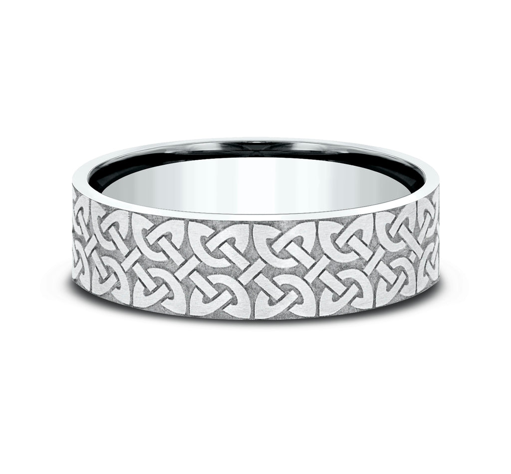 THE BLARNEY 7mm, Comfort fit, 18K White Gold, Quaternary knot designed center