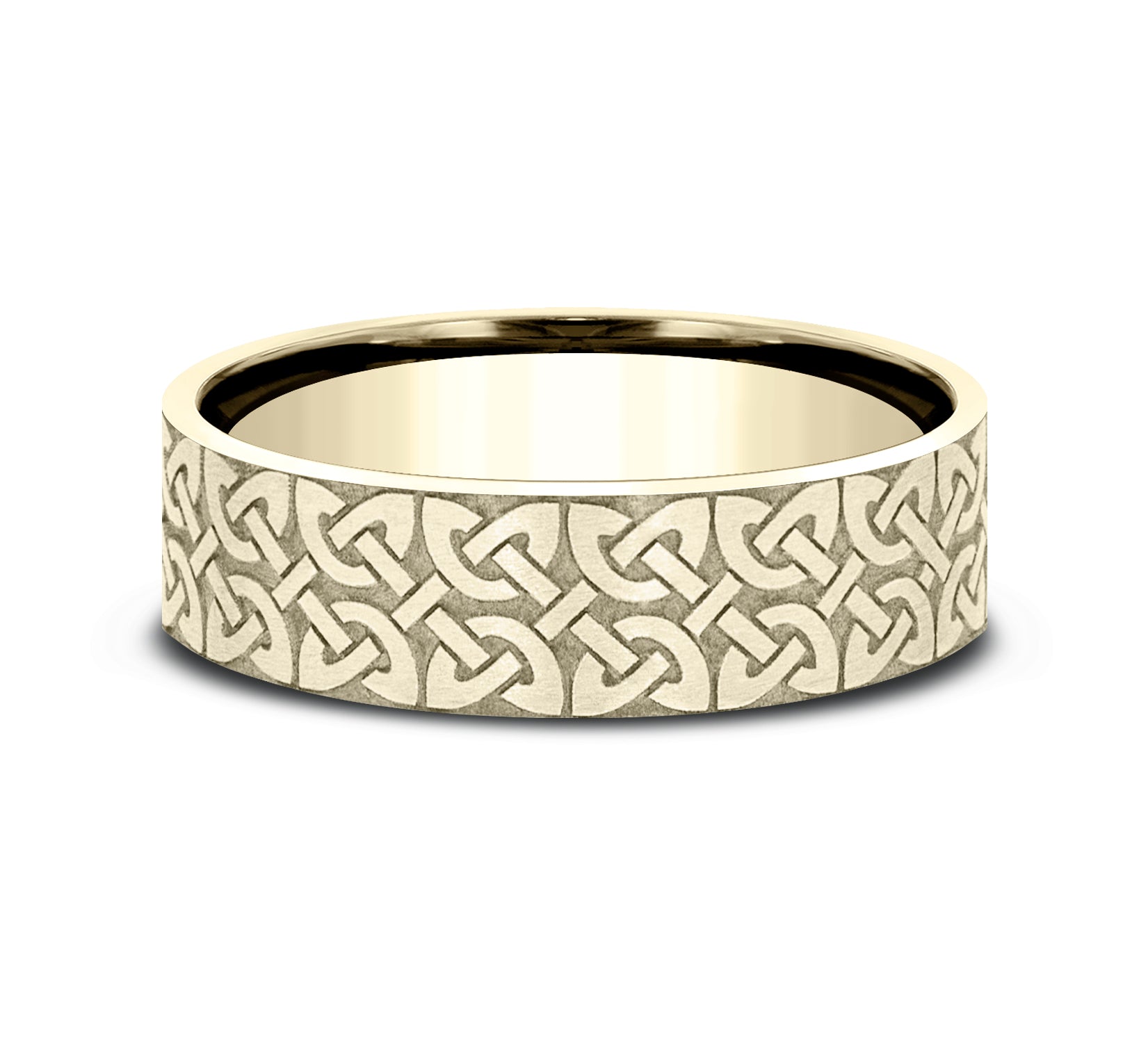 THE BLARNEY 7mm, Comfort fit, 18K Yellow Gold, Quaternary knot designed center