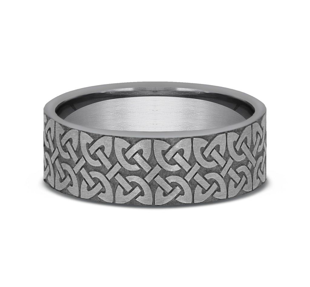 THE BLARNEY 7mm, Comfort fit, Grey Tantalum, QuaternaryÂ knot, straight edges
