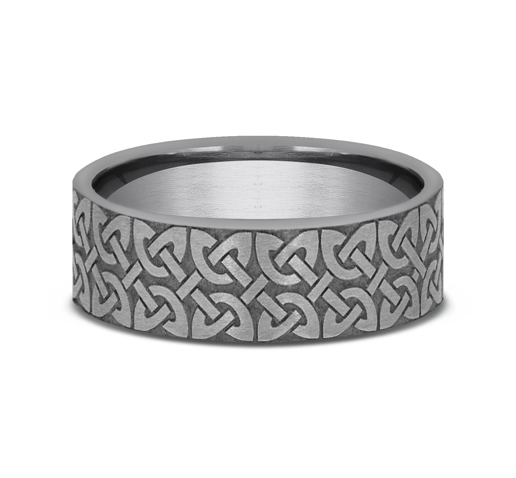 THE BLARNEY 7mm, Comfort fit, Grey Tantalum, QuaternaryÂ knot, straight edges