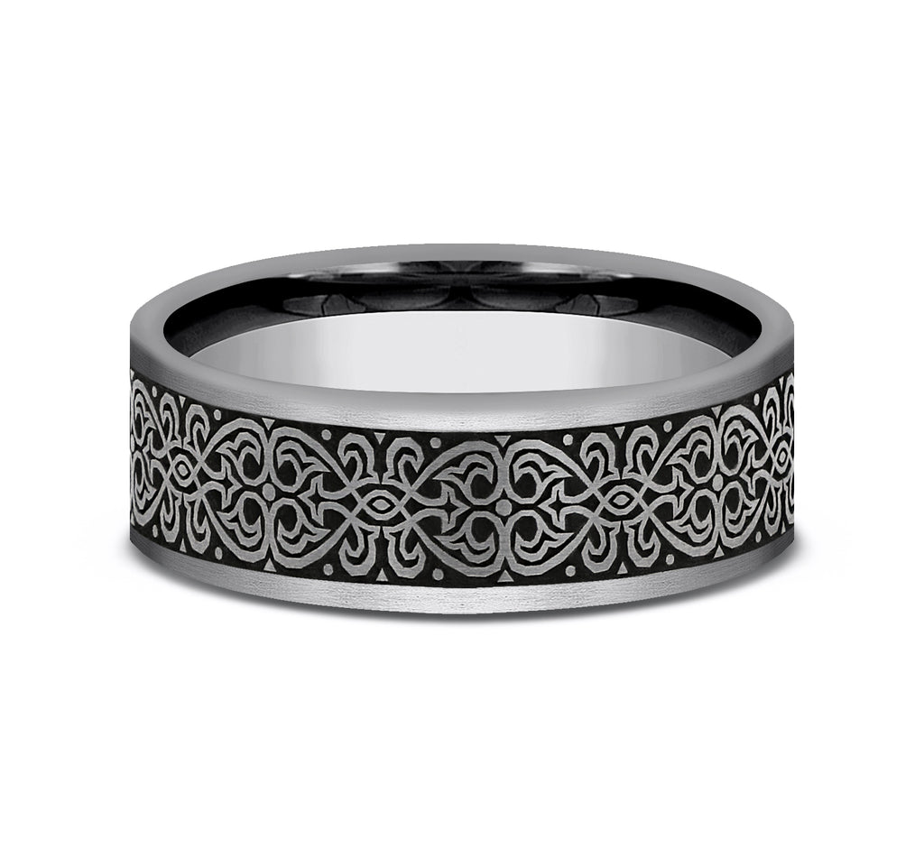 THE MIHRAB 7mm, Comfort fit, Tungsten, Ottoman Knot pattern