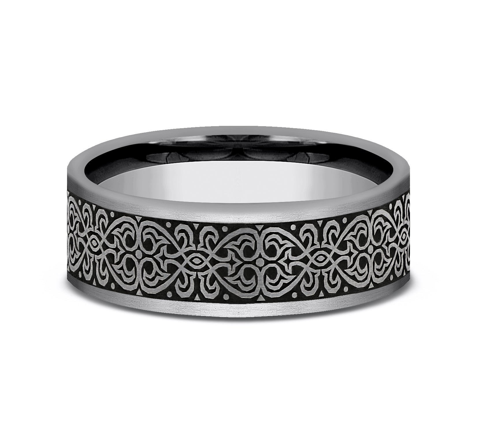 THE MIHRAB 7mm, Comfort fit, Tungsten, Ottoman Knot pattern