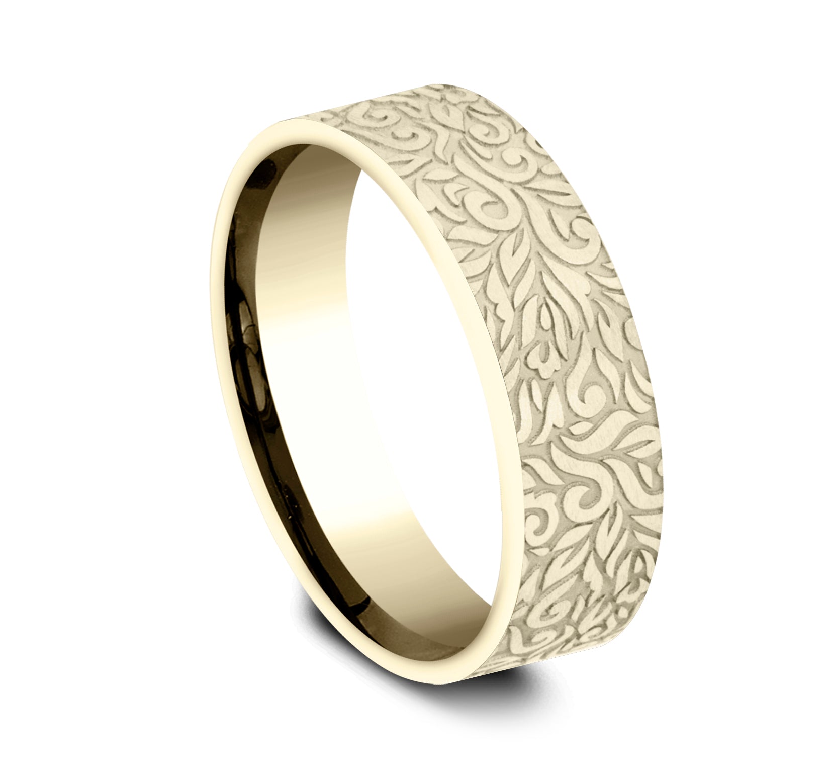 THE RANCH 7mm, Comfort fit, 14K Yellow Gold, Paisley pattern