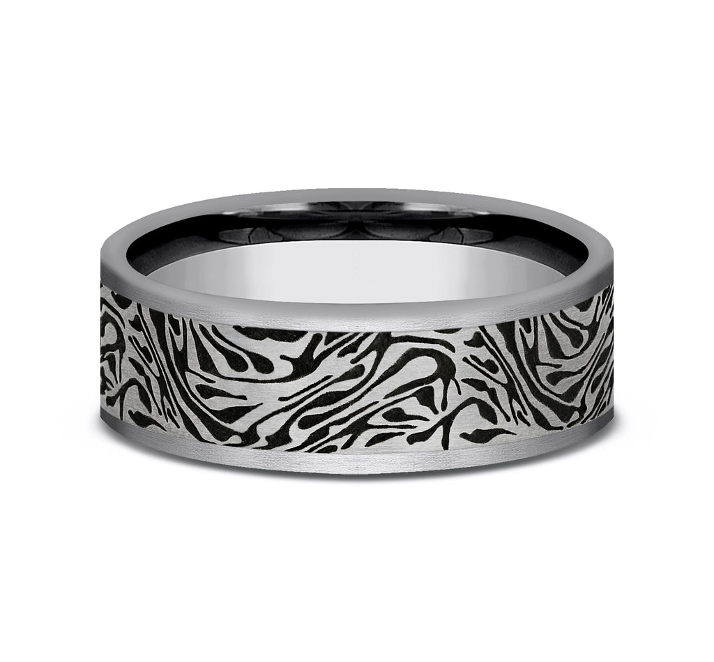 THE IMPERIAL 7mm, Comfort fit, Tungsten, Faux mokume pattern