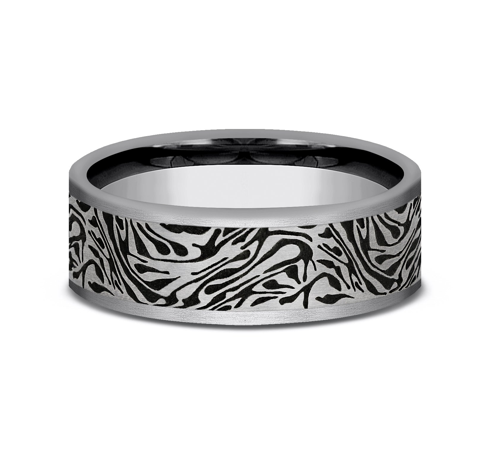 THE IMPERIAL 7mm, Comfort fit, Tungsten, Faux mokume pattern