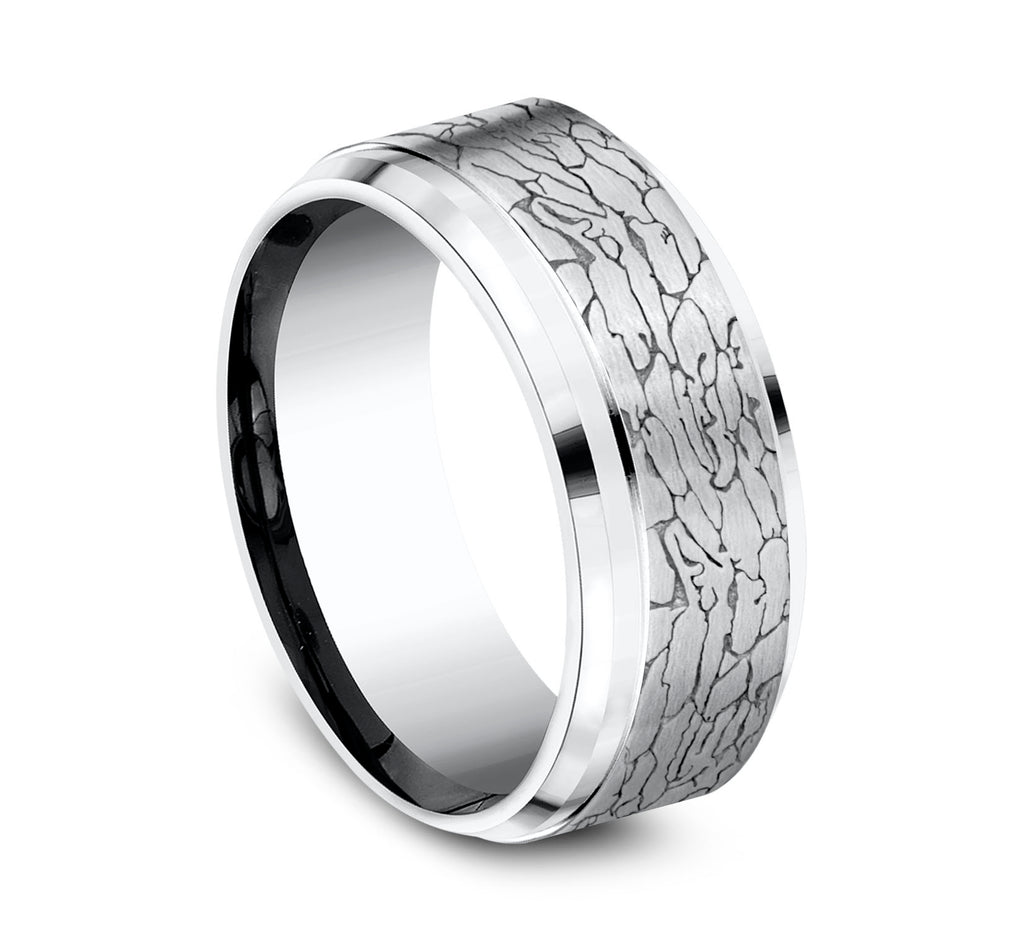 THE LEGEND 9mm, Comfort fit, White Cobalt, Fractured rock pattern, polished bevel edges