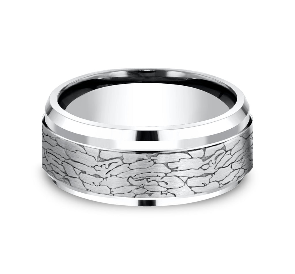 THE LEGEND 9mm, Comfort fit, White Cobalt, Fractured rock pattern, polished bevel edges