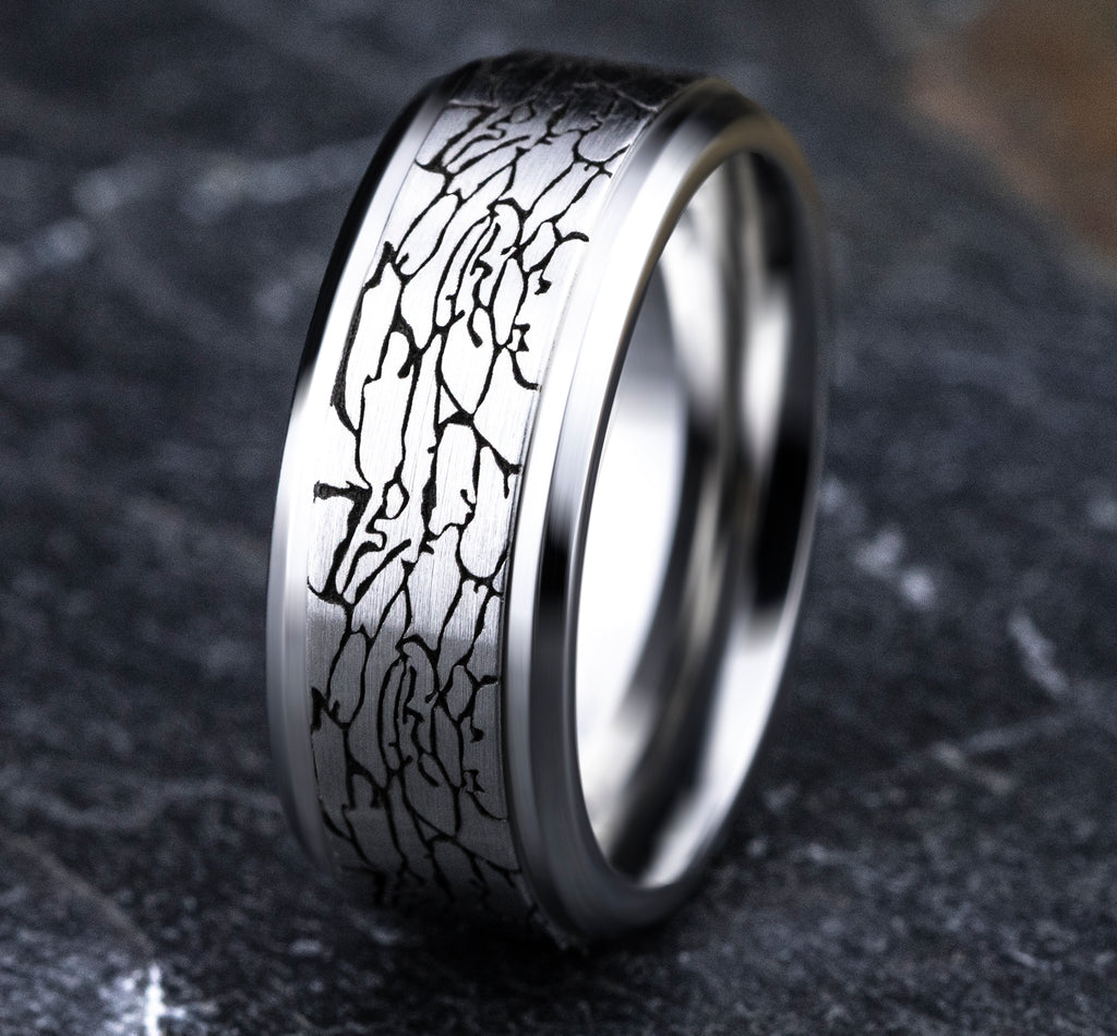 THE LEGEND 9mm, Comfort fit, White Cobalt, Fractured rock pattern, polished bevel edges