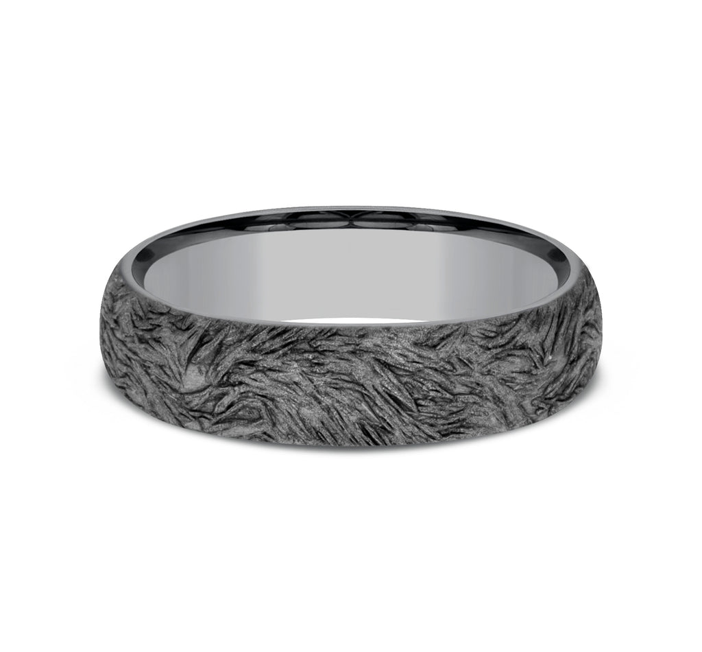 THE TAMLIN 6mm, Comfort fit, Grey Tantalum, Lion mane texture