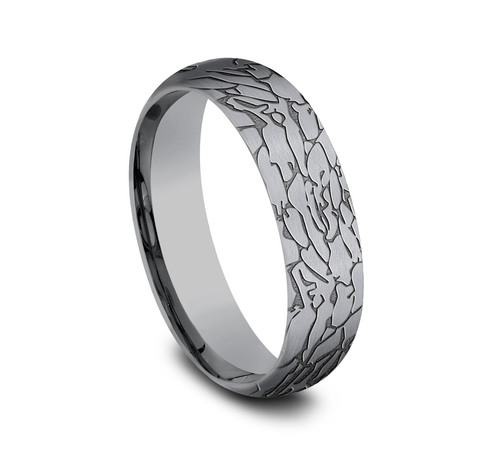 THE AVALON 6mm, Comfort fit, Grey Tantalum, Fractured rock pattern