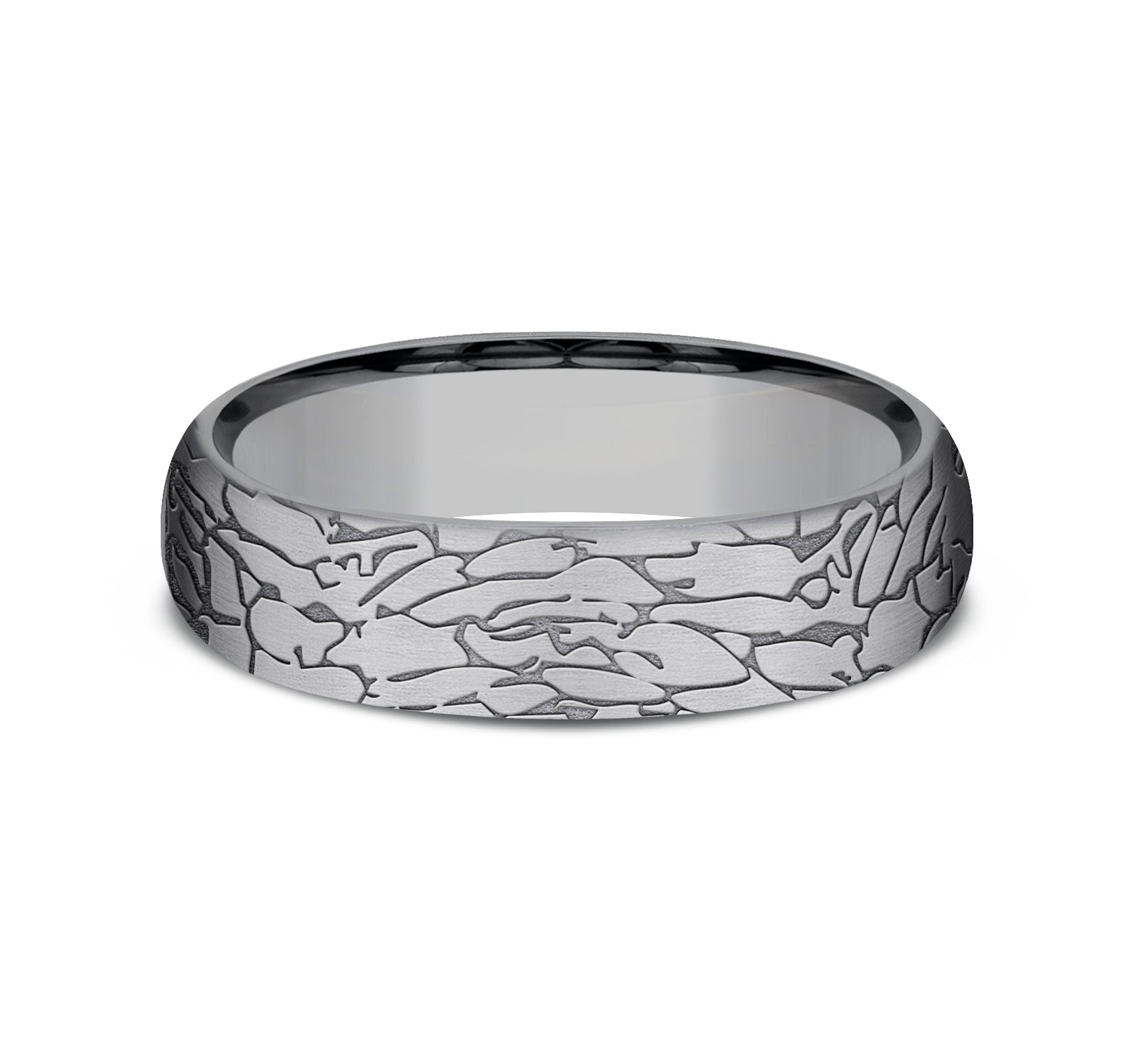 THE AVALON 6mm, Comfort fit, Grey Tantalum, Fractured rock pattern