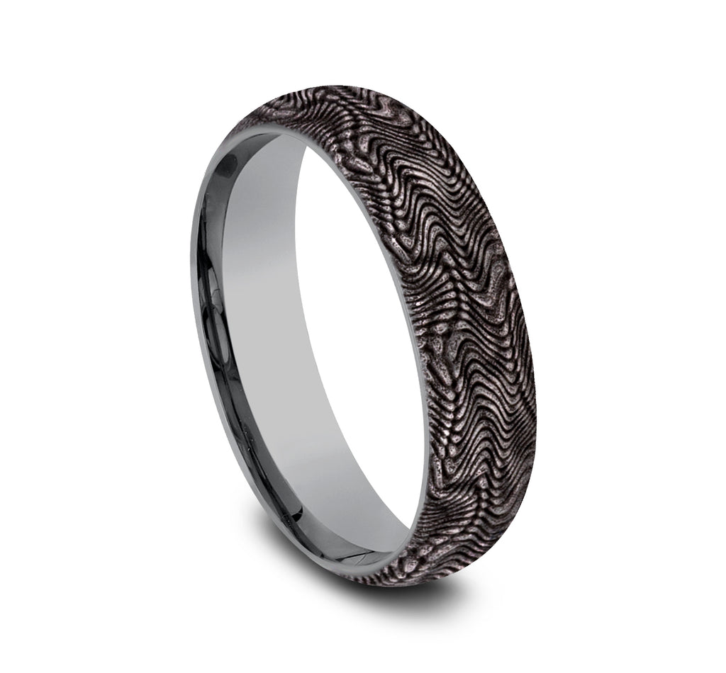 THE PYTHON 6mm, Comfort fit, Grey Tantalum, Snakeskin pattern