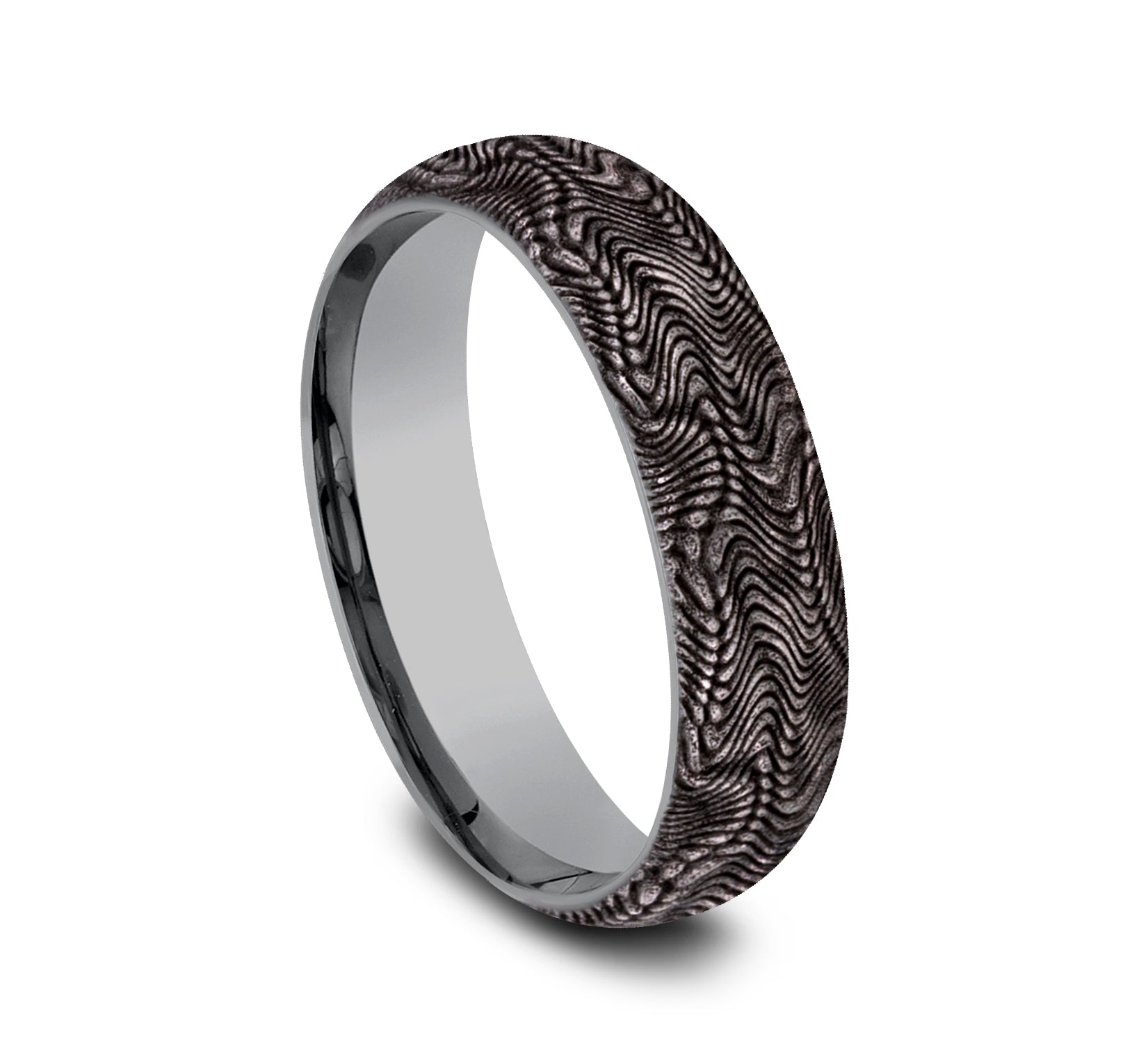 THE PYTHON 6mm, Comfort fit, Grey Tantalum, Snakeskin pattern