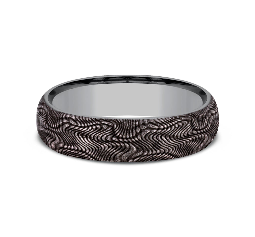 THE PYTHON 6mm, Comfort fit, Grey Tantalum, Snakeskin pattern
