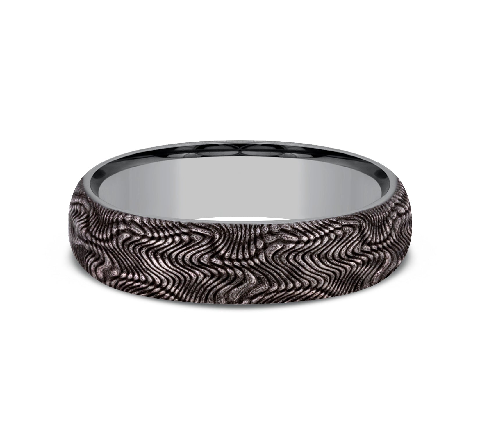 THE PYTHON 6mm, Comfort fit, Grey Tantalum, Snakeskin pattern