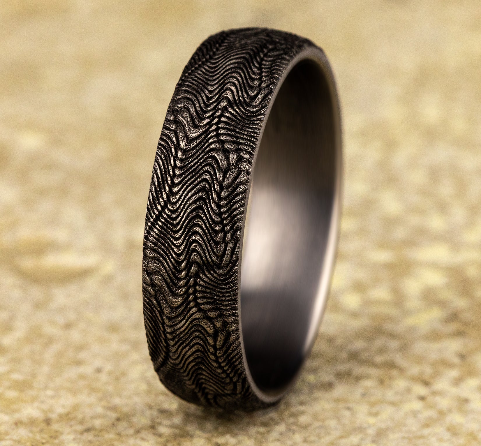 THE PYTHON 6mm, Comfort fit, Grey Tantalum, Snakeskin pattern