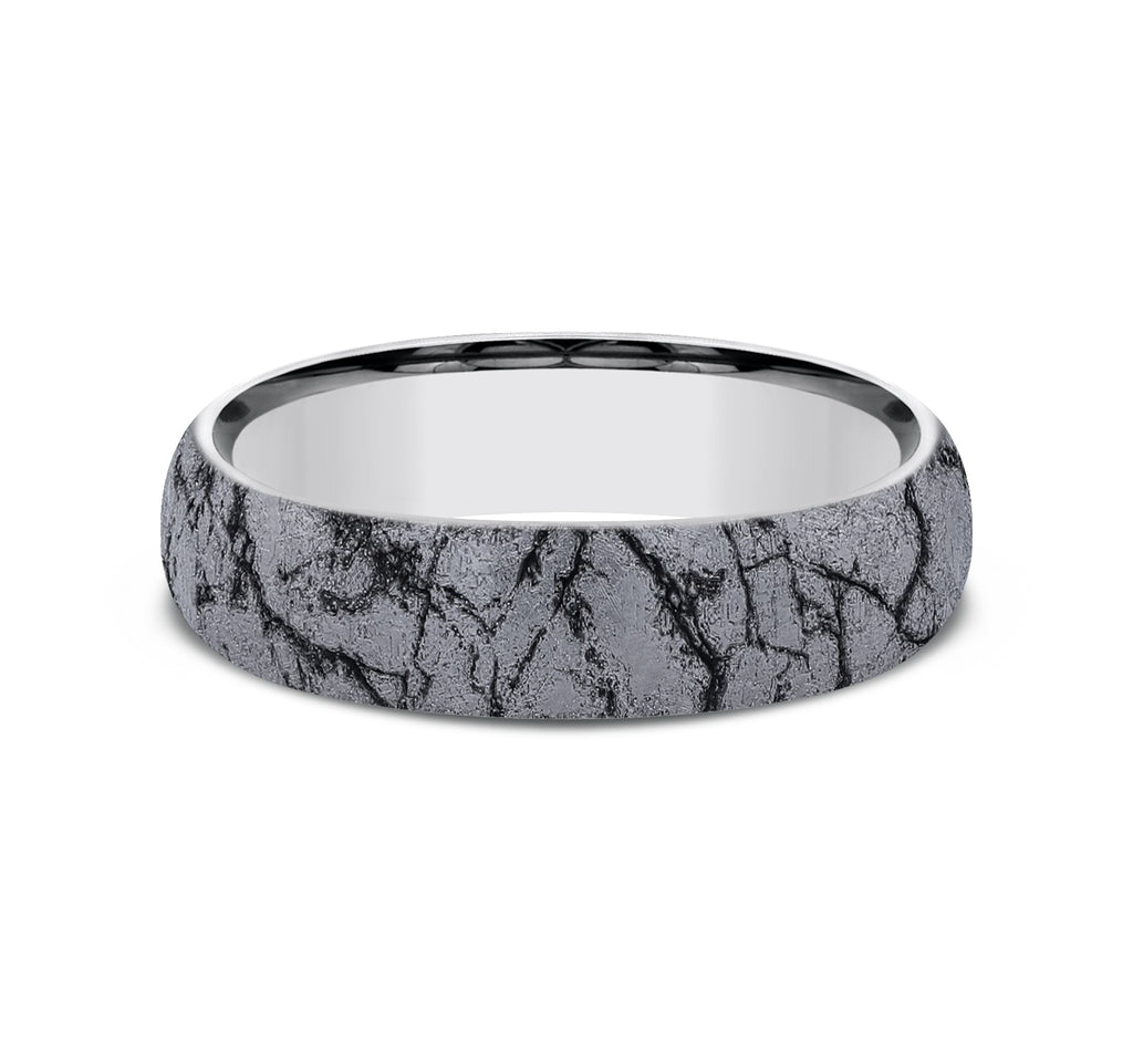 THE PARTHENON 6mm, Comfort fit, Tungsten, Marble pattern