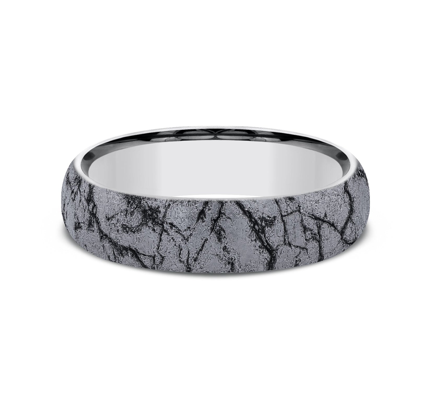 THE PARTHENON 6mm, Comfort fit, Tungsten, Marble pattern