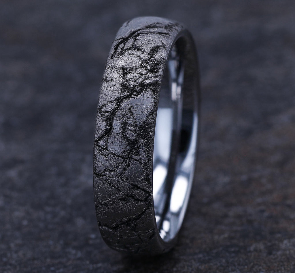 THE PARTHENON 6mm, Comfort fit, Tungsten, Marble pattern