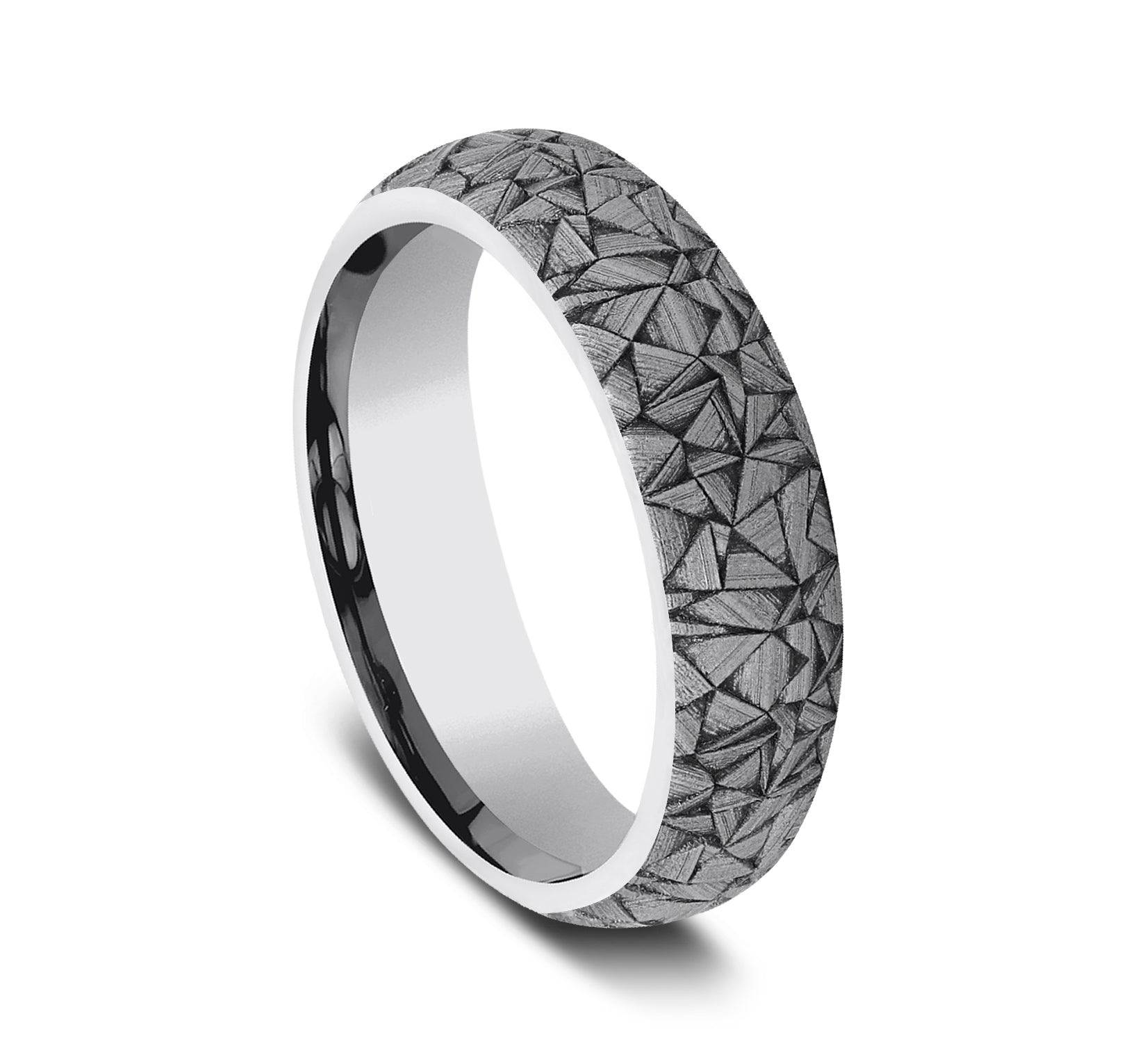 THE KALEIDOSCOPE 6mm, Comfort fit, Tungsten, Kaleidoscope pattern