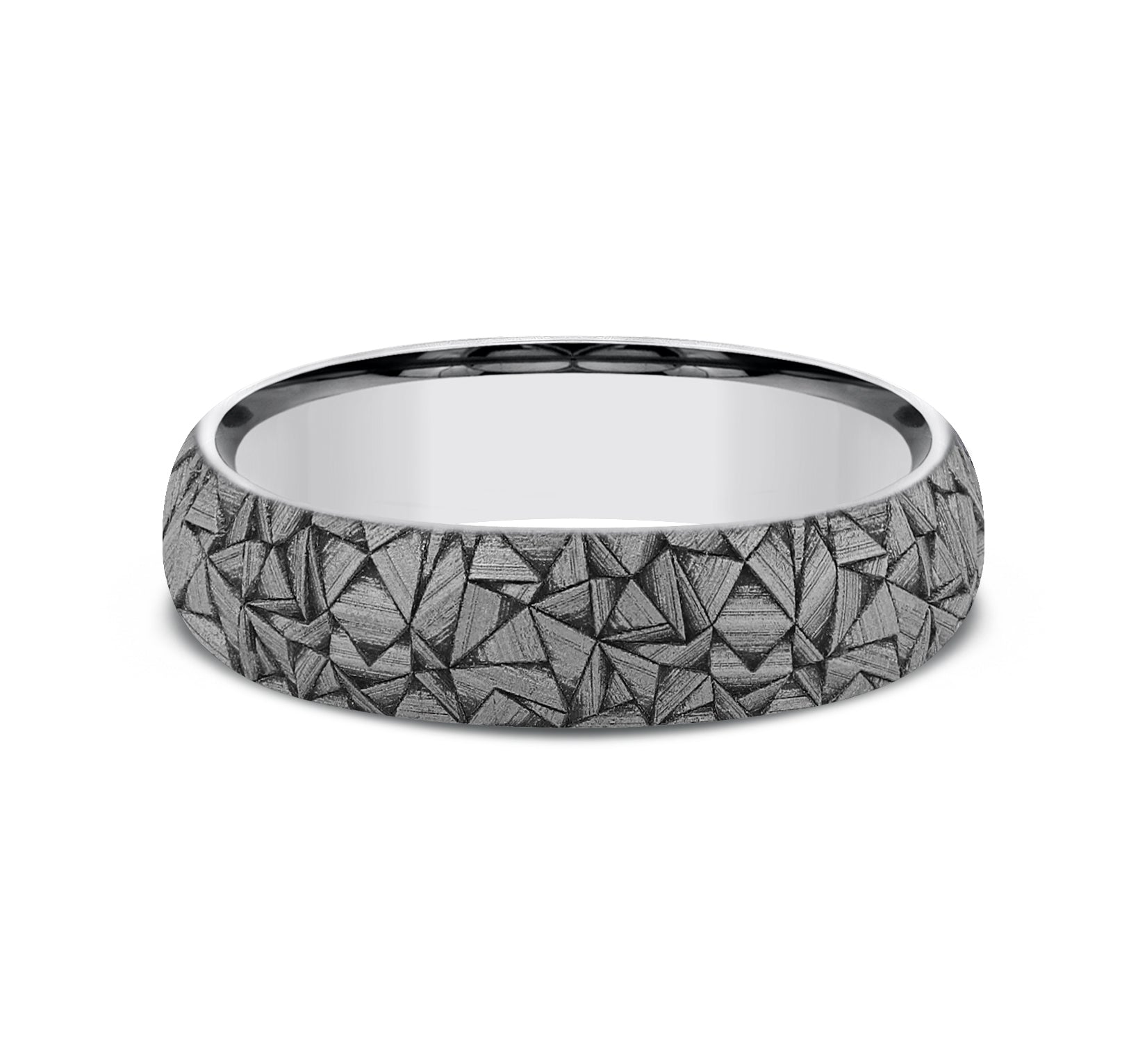 THE KALEIDOSCOPE 6mm, Comfort fit, Tungsten, Kaleidoscope pattern