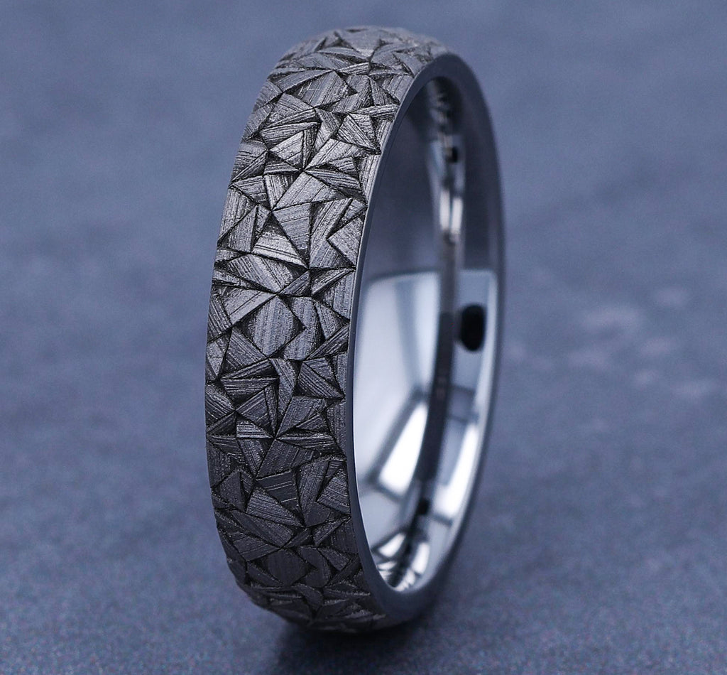 THE KALEIDOSCOPE 6mm, Comfort fit, Tungsten, Kaleidoscope pattern