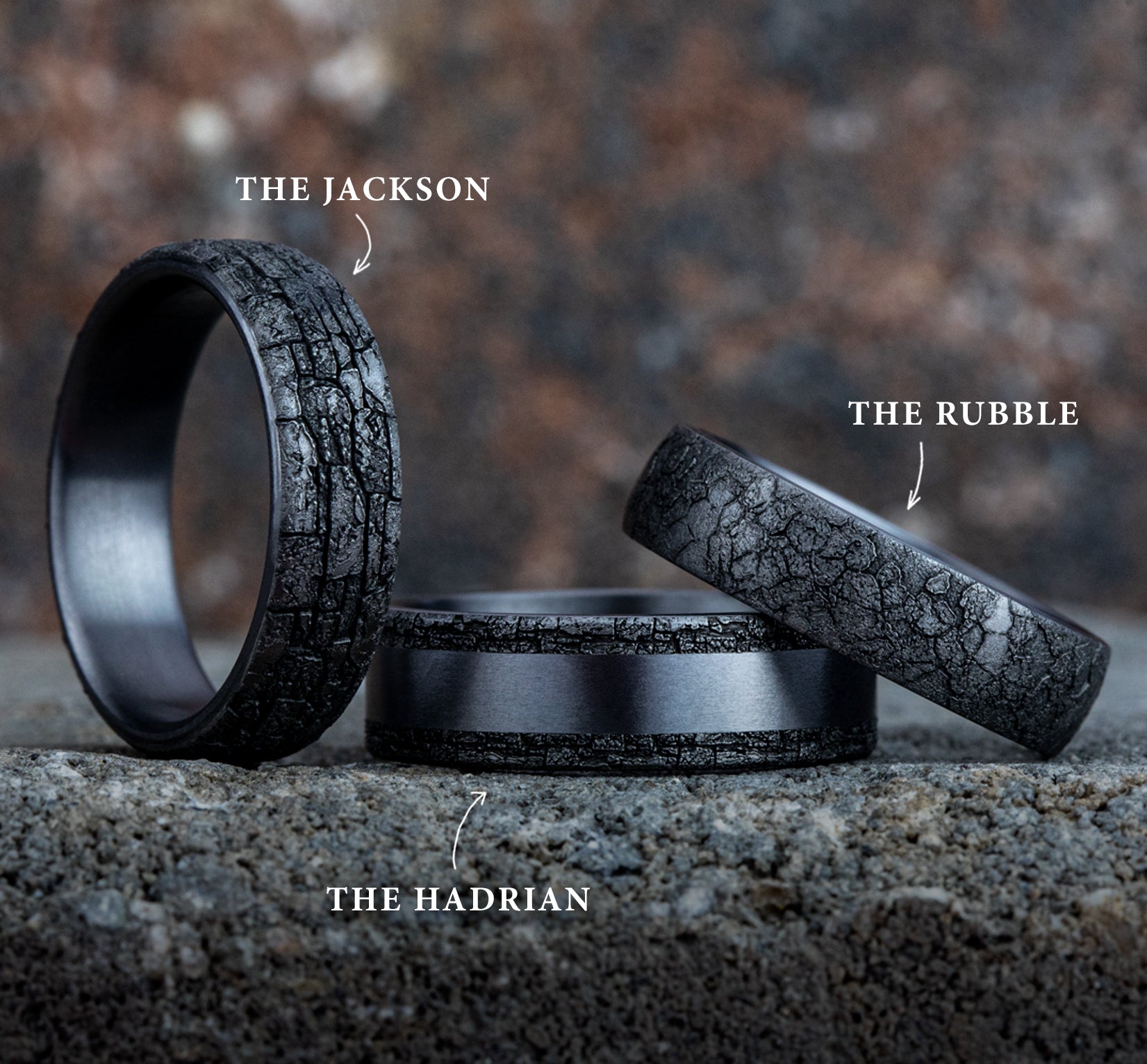 THE RUBBLE 6mm, Comfort fit, Grey Tantalum, Rubble rock pattern
